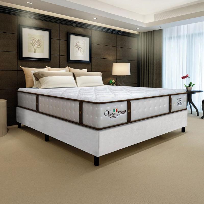 Cama Box Casal King Colchão Molas Ensacadas Gazin Com Pillow